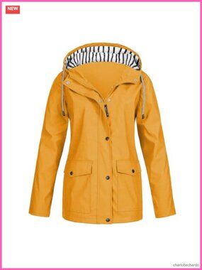 Waterproof Hooded Raincoat Lightweight Plus Size Zip Up Windbreaker with Pockets